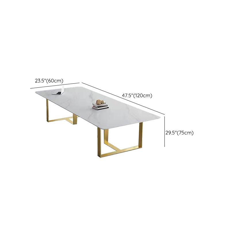Modern Style Stone Conference Desk Rectangular Shape Office Table with 2-Legs for Office