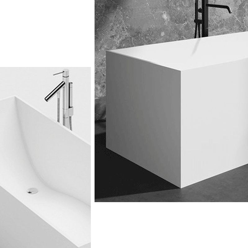 Modern Freestanding Bathtub Stone Rectangle White Soaking Bath Tub