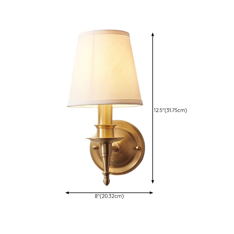 Cone Wall Lighting Modern Fabric Wall Light Fixtures in Gold