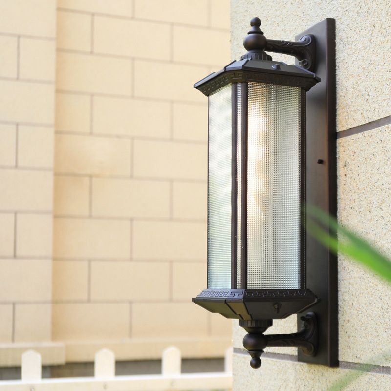 Modern Metal Wall Sconce Rectangle Shape Wall Light with Glass Shade for Living Room