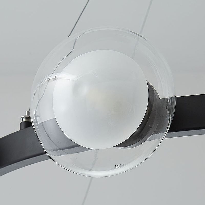Klares Glas runde Kronleuchterlampe mit Kreis Ring Design zeitgenössische 6/8 Lichter LED Hanging Light Kit in Schwarz