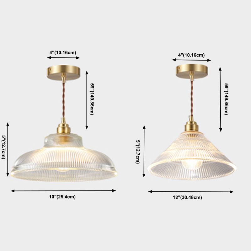 Industrial Single Light Pendant with Clear Prismatic Glass for Bedside Hallway Kitchen