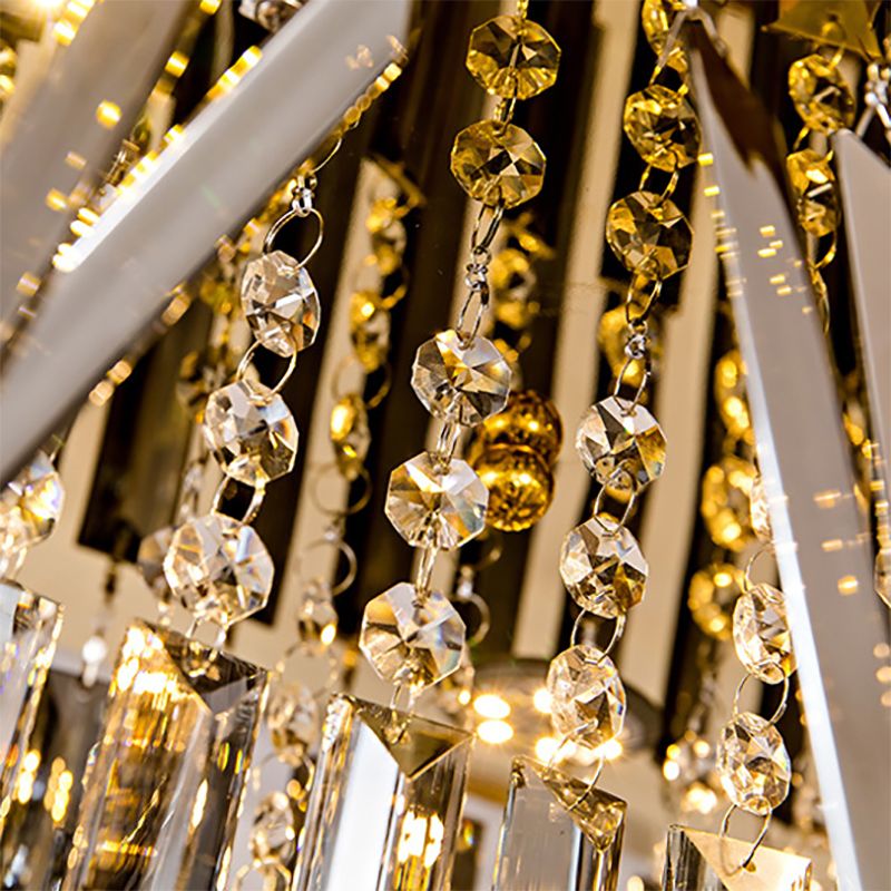 Clear/Smoke Gray Crystal Shaded LED Chandelier 31.5" W Modern Rectangle Pendant Lamp over Island