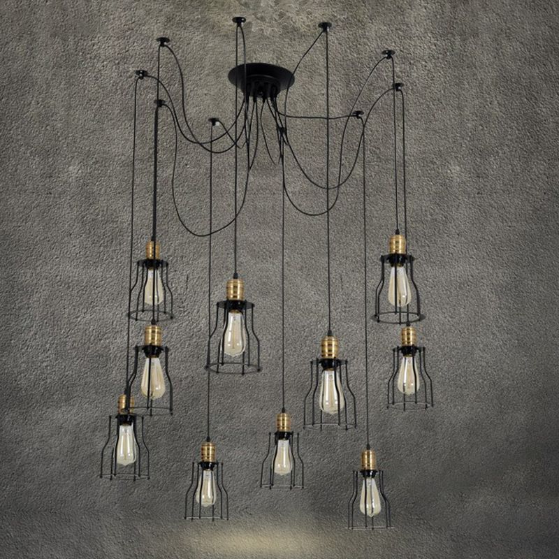 Spider metalen hanglamp armatuur industrieel retro restaurant plafond hang licht in zwart