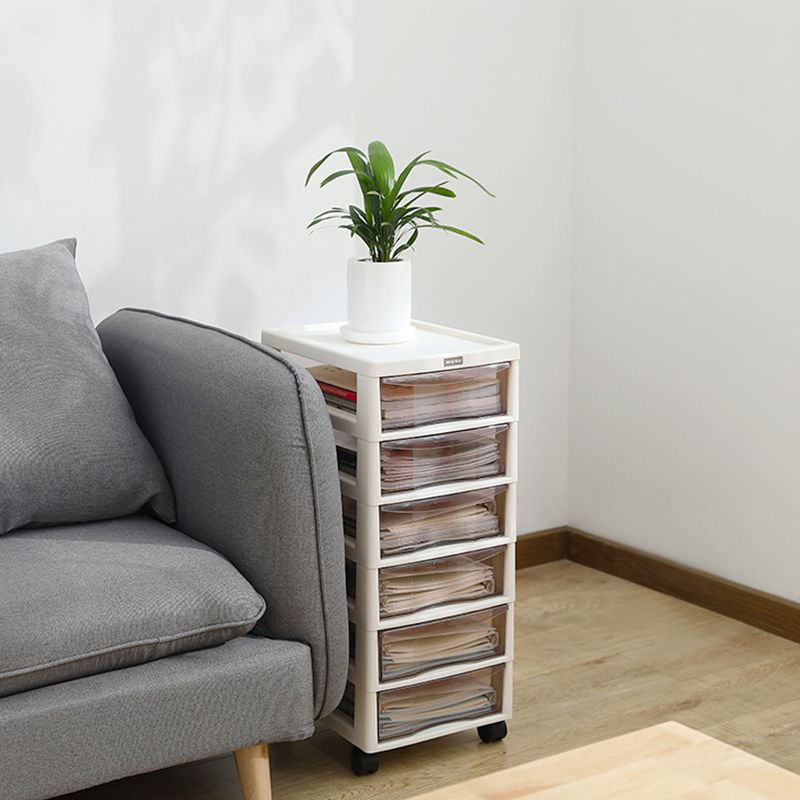 Modern Plastic File Cabinet Multi-Drawers Acrylic File Cabinet with Wheels