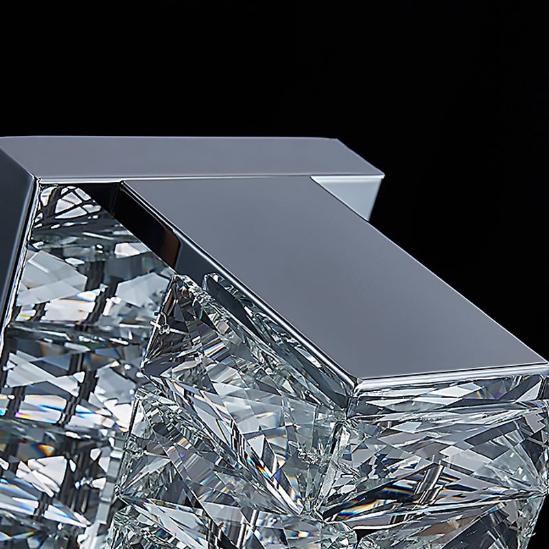 Luz de pared geométrica moderna Luz de acero inoxidable aplastante con cristal para sala de estar