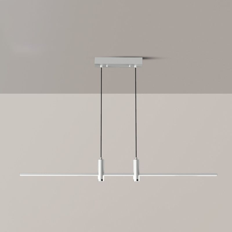 Modern Linear Island Light Fixtures 3-Head Restaurant Hanging Lamp with Silica Gel Shade