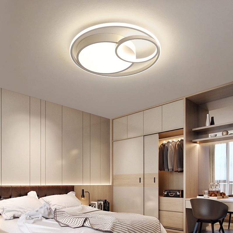 Circular Led Flush Mount Light Fixture Contemporary Acrylic Bedroom Ceiling Lamp