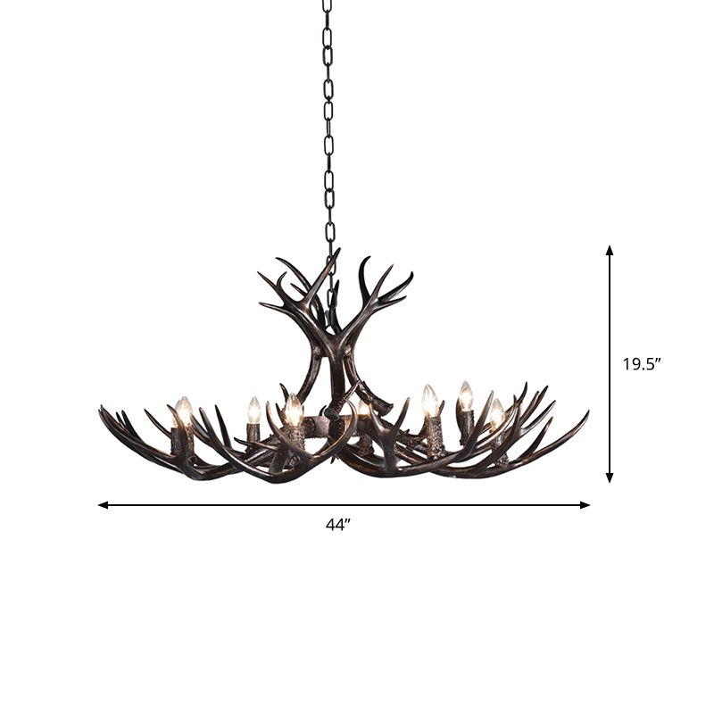 3/5/6 Heads Resin Chandelier Vintage Style Black Candelabra Living Room Pendant Light with Adjustable Chain