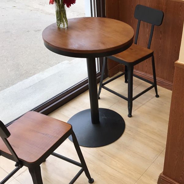 Tavolo da bar in ferro nero in stile industriale tavolo da bistro in legno marrone per caffè