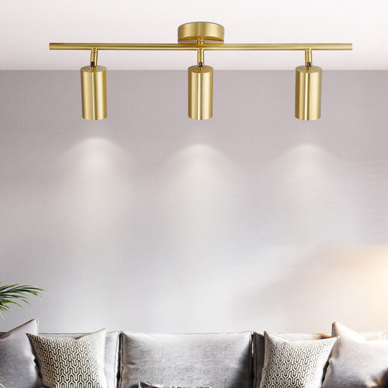 Cylinder Semi Flush Mount Light Fixture Contemporary Aluminum Ceiling Light Fixture for Living Room