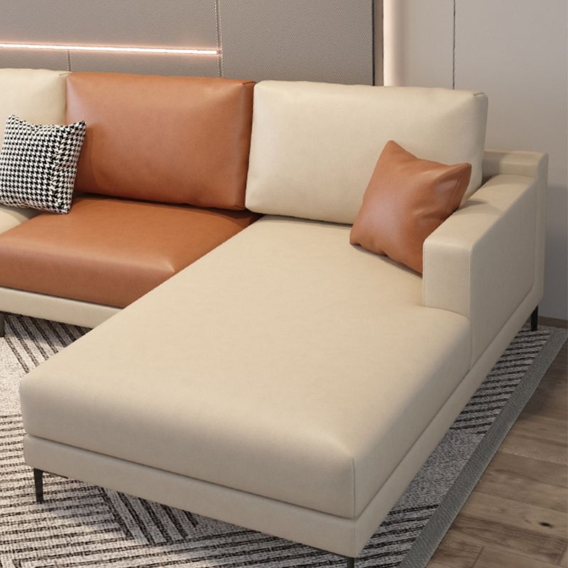 Scandinavian Modular Sectional with Recessed Arm and Pillowed Back Cushions