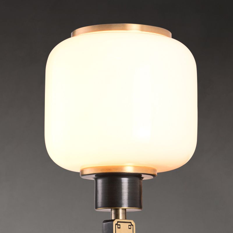 Modern Metal Wall Sconce Lantern Shape Wall Light with Glass Shade for Bedroom