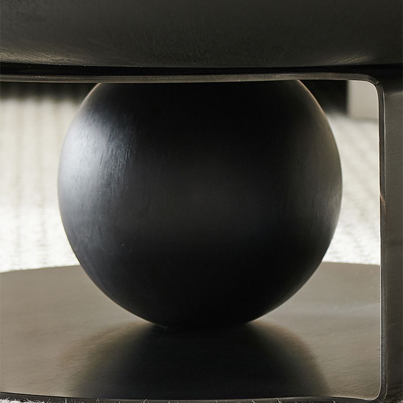 Mid-Century Modern Round Wood/Glass Coffee Table Metal Base Accent Table