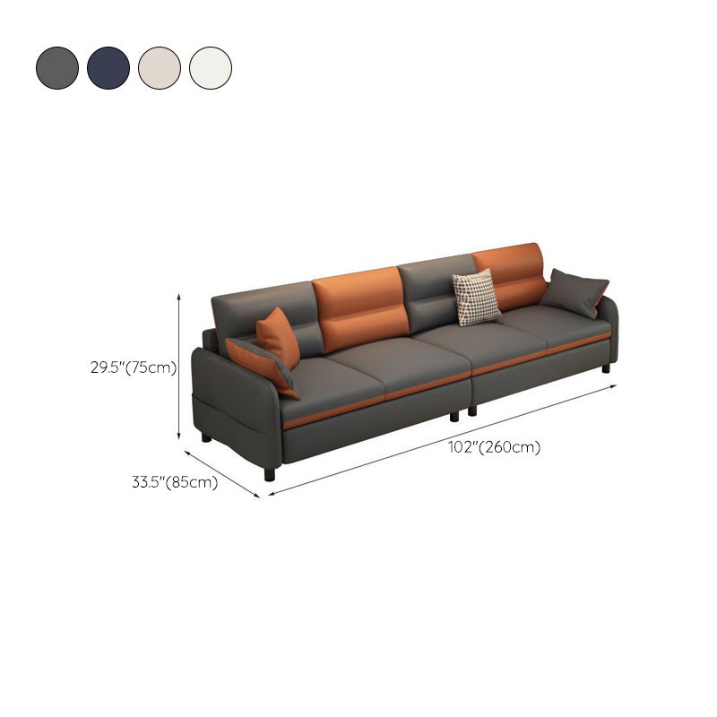 Faux Leather Sectional Sofa 29.52" High Recessed Arm Sectional Sofa, Stain-Resistant