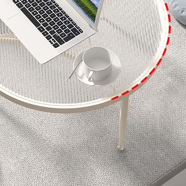 Iron 3 Legs Rectangle Cocktail Table Round Glass Top Coffee Table