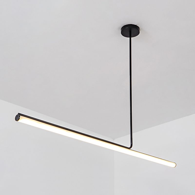 Modern Aluminum Pendant Lighting Linear Shape Hanging Light Fixtures in Black and White