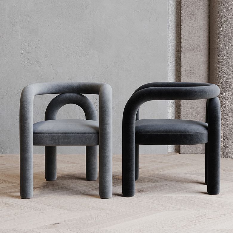 Matte Finish Open Dining Chair Designer Style Living Room Velvet Arm Chair