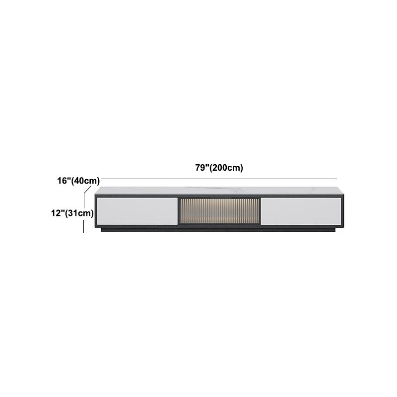 Stone Modern TV Stand Black Enclosed Storage TV Console with Drawers