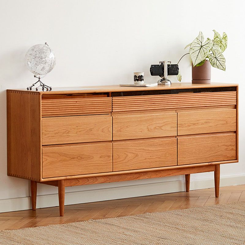 Modernism Horizontal Double Dresser Solid Wood Storage Dresser for Bedroom