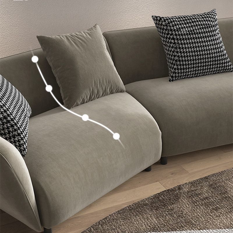 Dark Gray Flared Arm Sectional Contemporary Tight Back Curved Sofa for Living Room