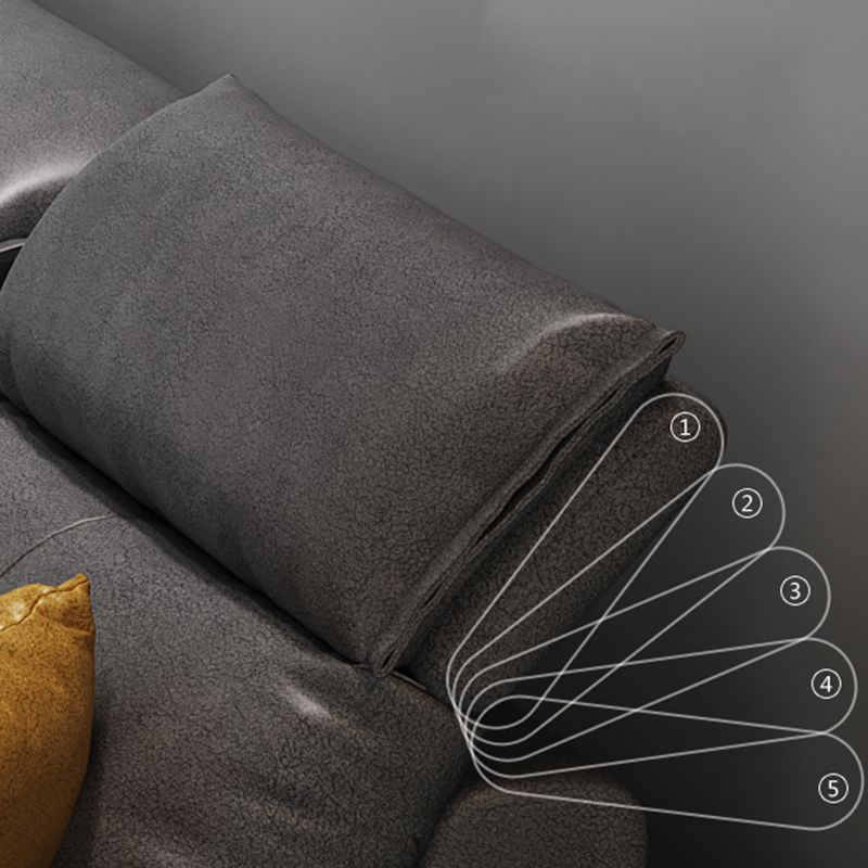 4-seat Sewn Pillow Back Faux Leather Sofa Vintage Pillow Top Arm Sofa