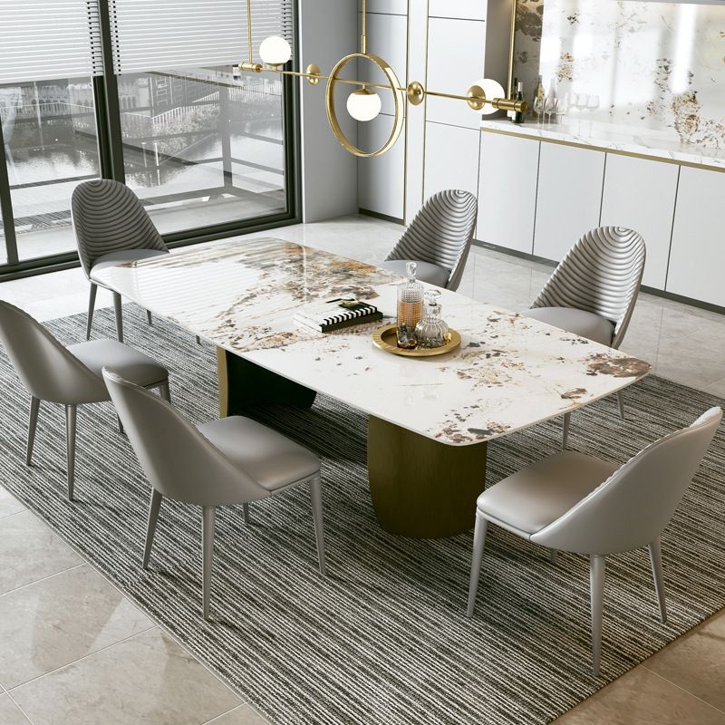 Modern Sintered Stone Table Dining Rectangle Table with Metal Legs for Home Use