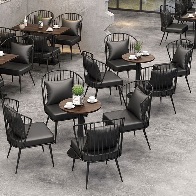 Industrial Brown Dinner Room Kitchen Table Solid Wood Top Table with Metal Base for Dining Room