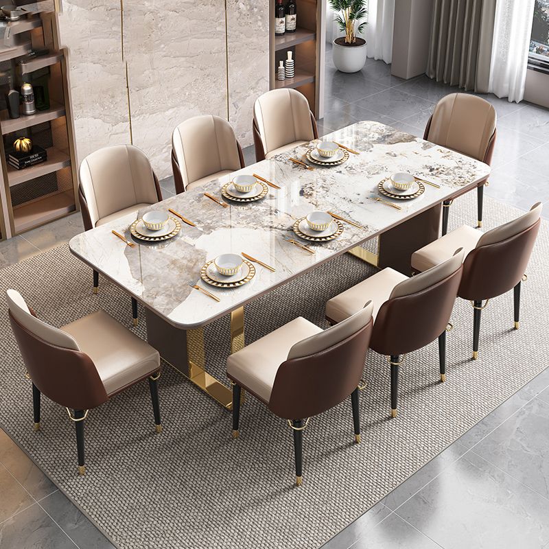 Glam Rectangle 1/4/5/6/7/9 Pieces Dining Table Set Indoor Gold Dinette Set
