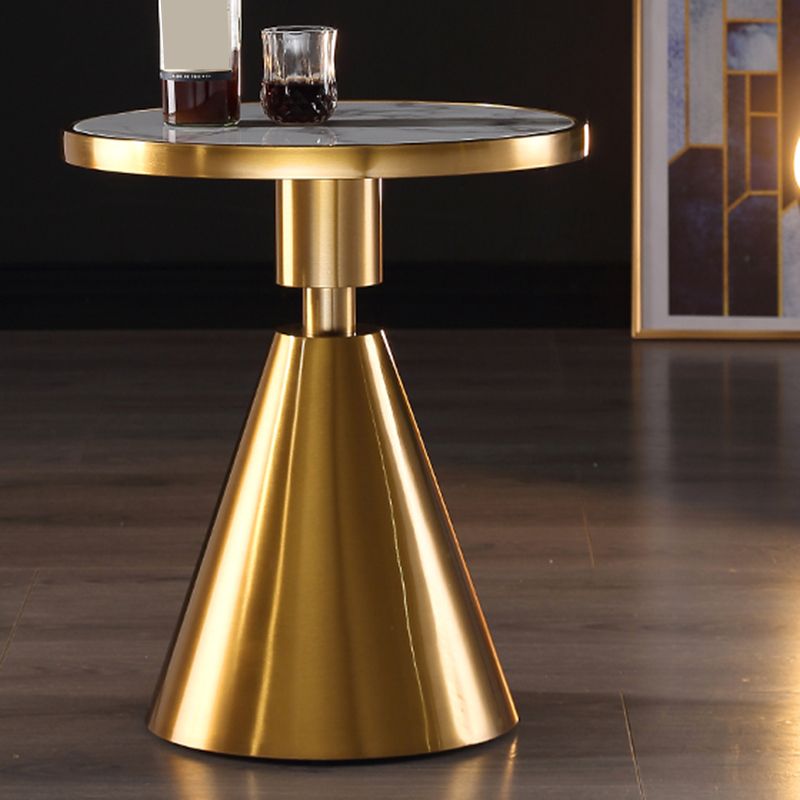 Contemporary Pedestal Round Marble/Stone Side Table - 21.65" H