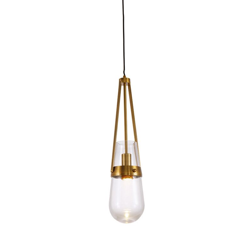 CONO Luz colgante Postmoderno azul/vidrio transparente 1 Cabeza dormitorio de dormitorio colgante kit en oro