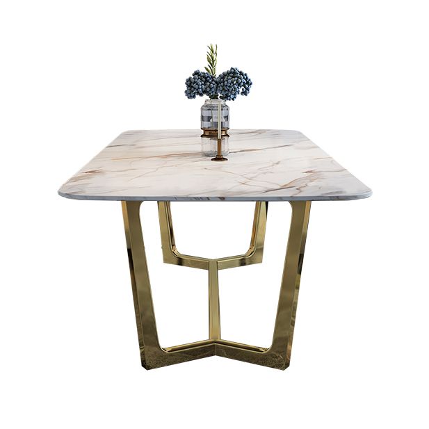 Tono blanco de piedra sinterizada mesa de comedor glam Mesa base para el comedor para comedor