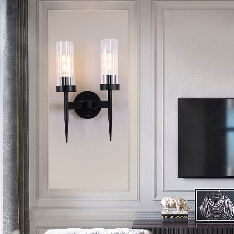 Modern Cylinder Wall Light Glass Wall Light Fixture for Bedroom