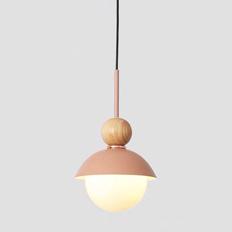Bedside Globe Pendant Lamp Aluminum 1 Head Macaron Suspension Light