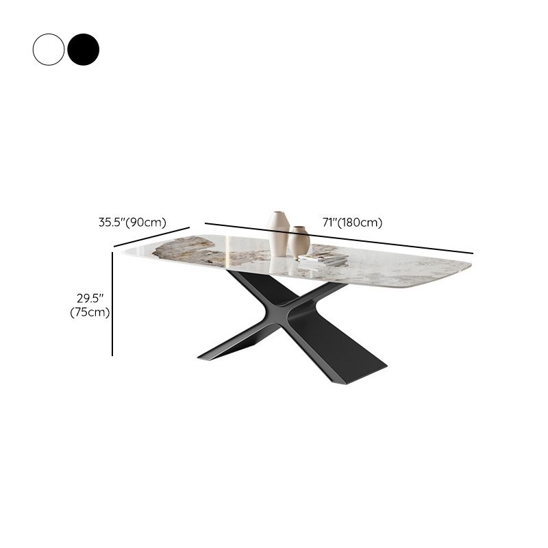 Industrial Style Rectangle Table Sintered Stone Dining Table with Metal Legs for Home Use