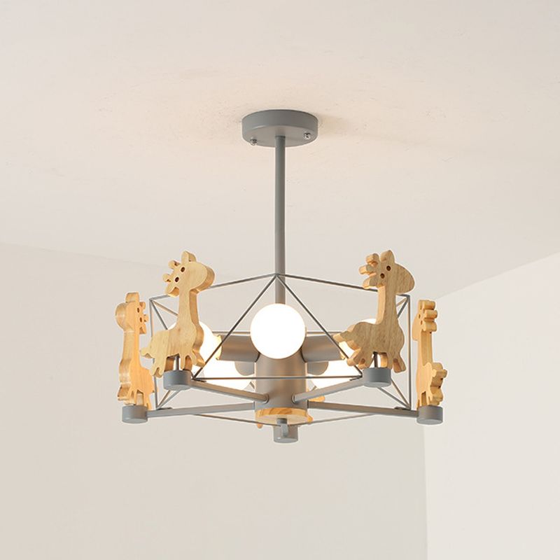 5-Light Spherical Branch Hanging Pendant Modern Macaron Style Metal Hanging Lighting