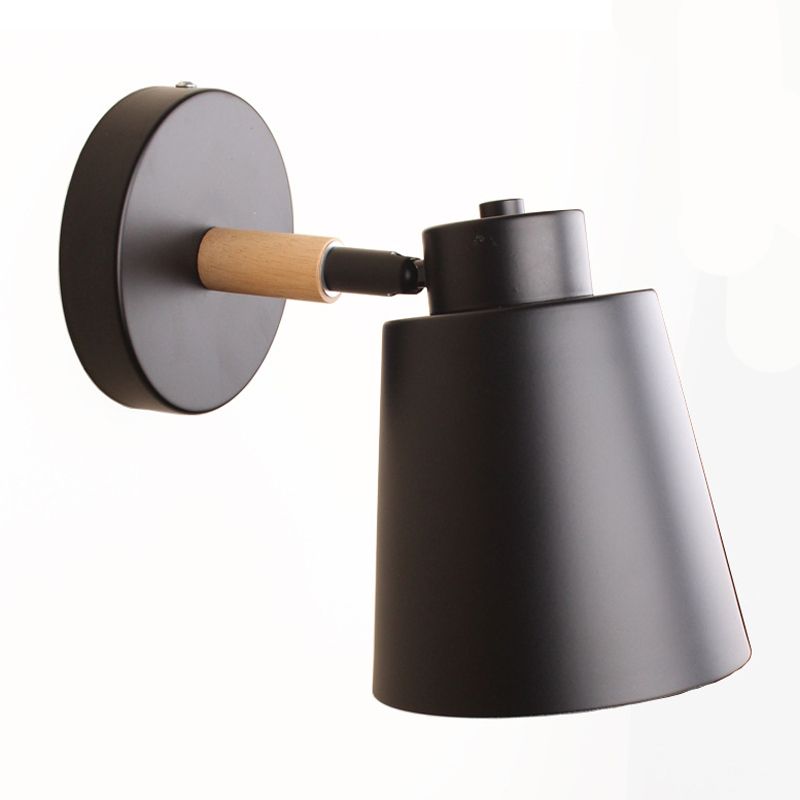 Contemporary Single Black/White Bathroom Vanity Light Shaded Bath Bar with Metal