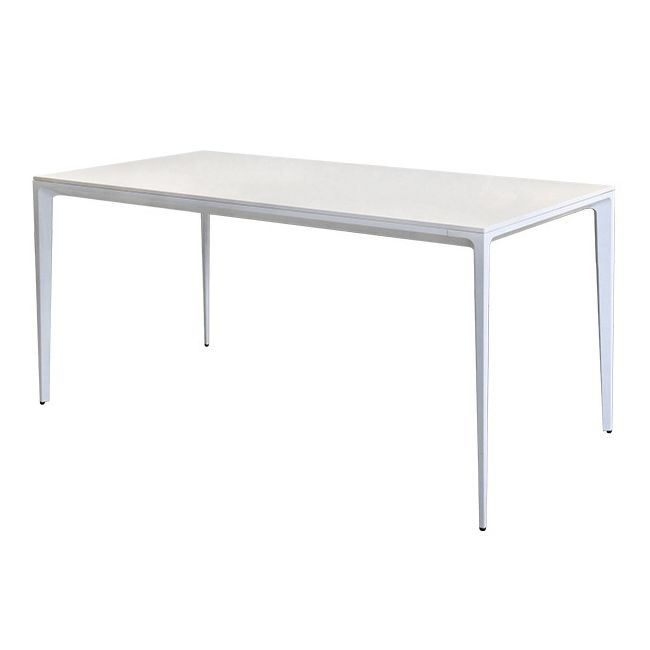 Metal Contemporary Rectangular Dining Table White Sintered Stone Table with 4 Legs