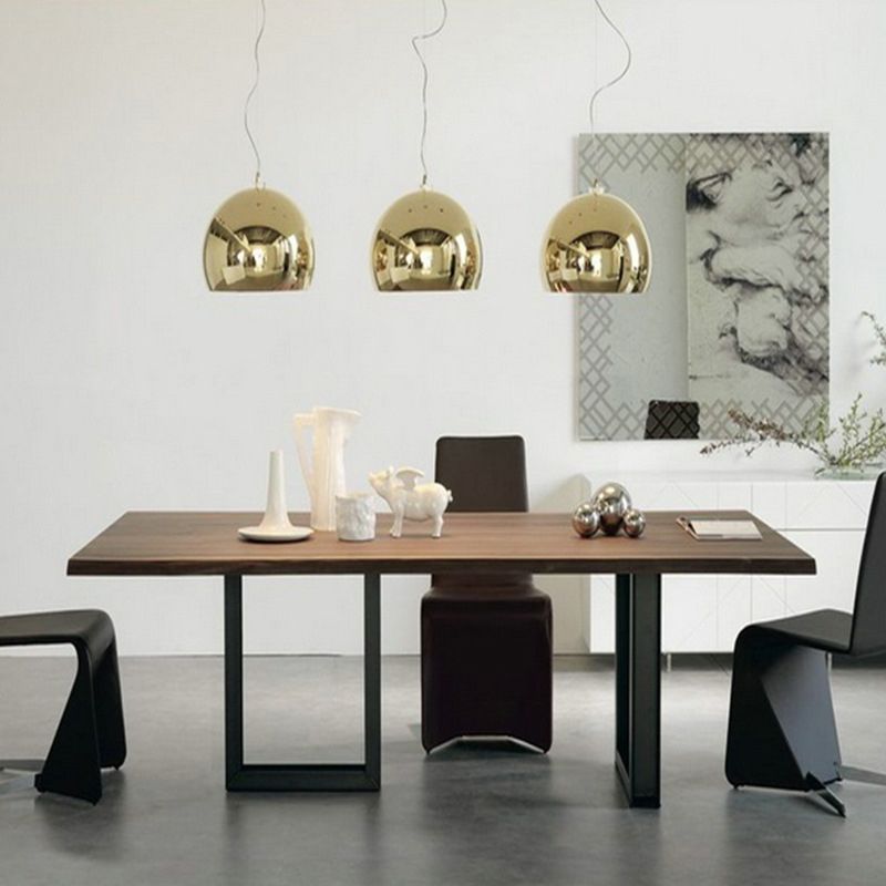 Metal Industrial Rectangle Dining Table Pine Wood Top Table with Sled Base