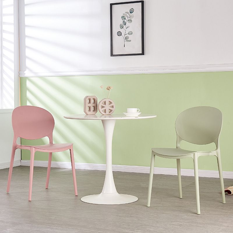 Modern Plastic Chair Kitchen Open Back Dining Side Furniture in Matte Finish