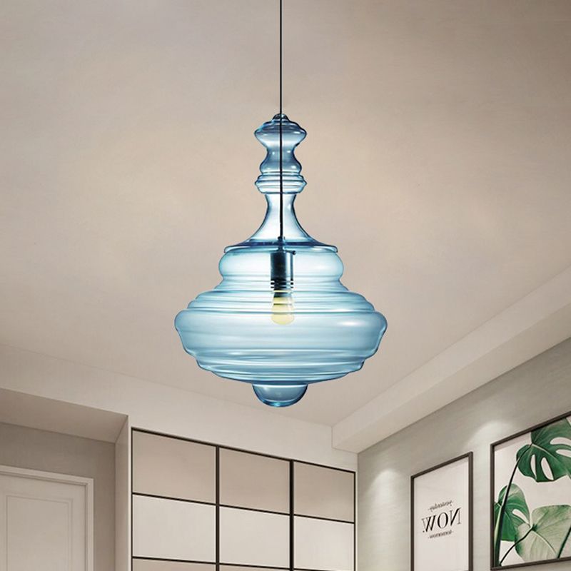 Spool contemporaneo/a sospensione Luce a sospensione Clear/Blu Fuffle Glass 1 Luce Luce a soffitto appeso
