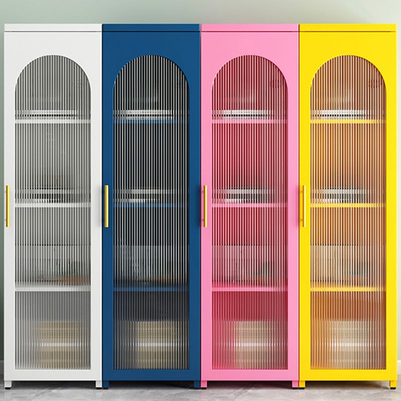 Contemporary Metal Standard Bookcase Closed Back Vertical Bookcase with Glass Door