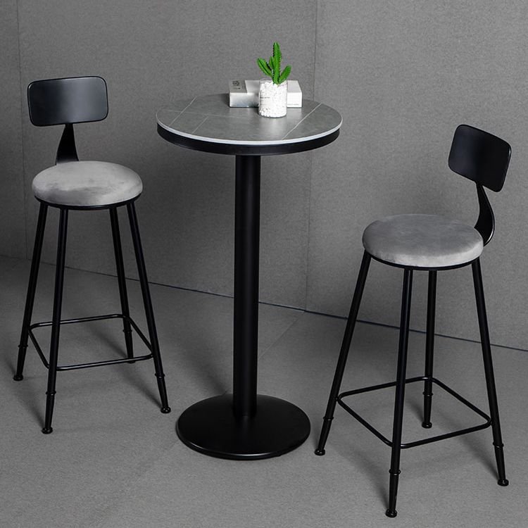 Industrial Gray Bar Table Faux Marble White 21.6" Round Top Bistro Table for Cafe