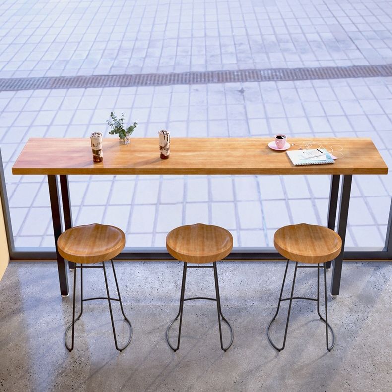 Black Metal Trestle Base Bar Table Industrial Rectangle Bar Height Table