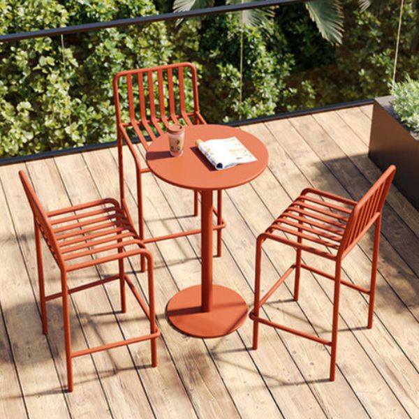 Modern Armless Backrest Counter Stool Iron Courtyard Bar Stool with Seat and Pedal