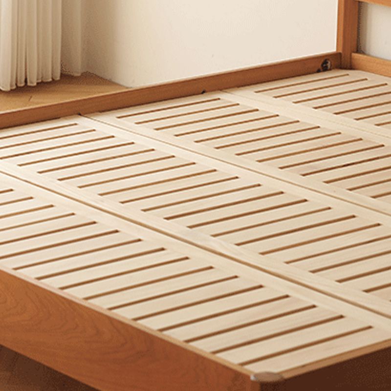 Contemporary Standard Bed Cherry Solid Color Bed Frame With Custom Gold Legs