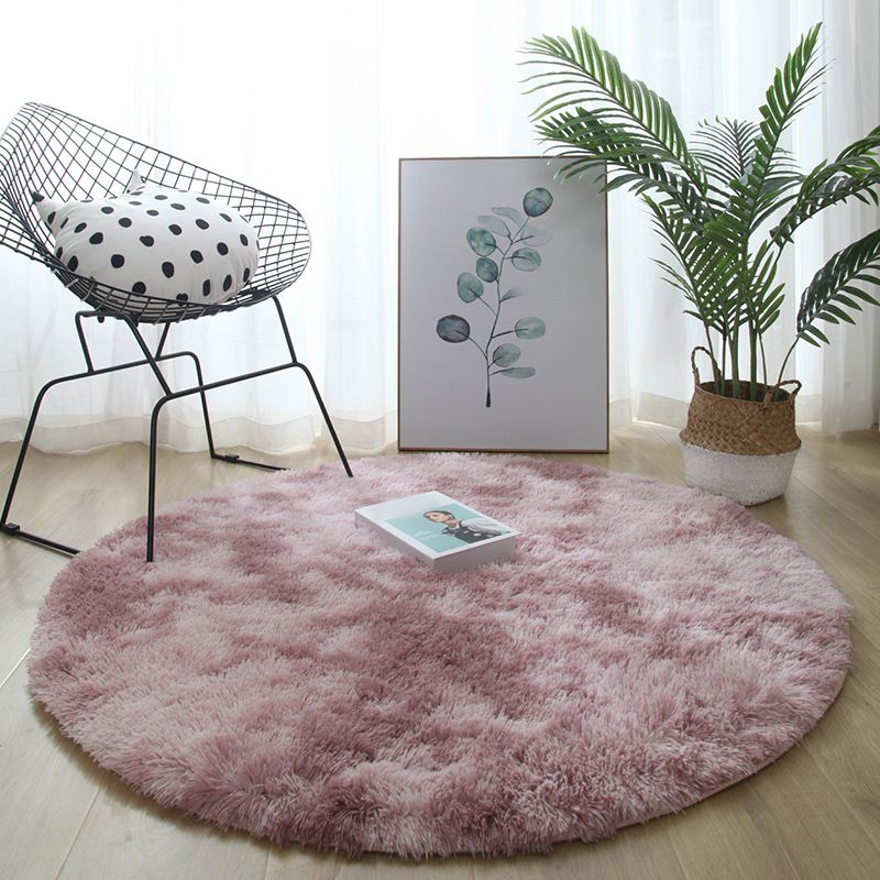 Round Solid Carpet Polyester Modern Indoor Rug Non-Slip Backing Shag Area Carpet for Living Room