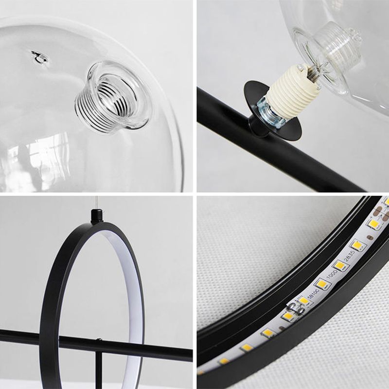 Modern Black Island Candant Lighting Spherical Glass Isola Glass Isola Luce per tavolo da pranzo