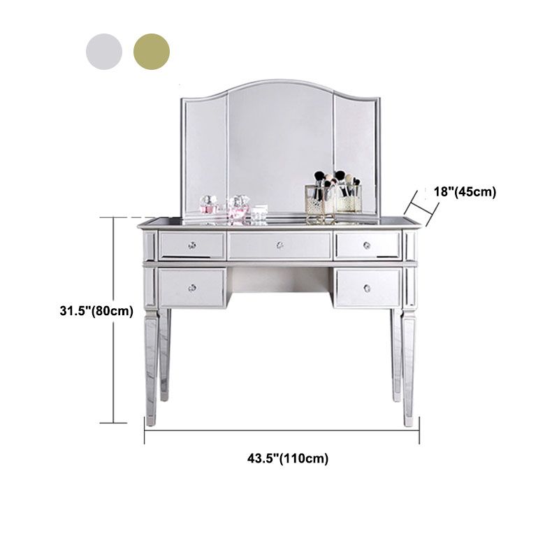 Solid Wood Vanity Dressing Table Set Contemporary Makeup Counter with Drawers