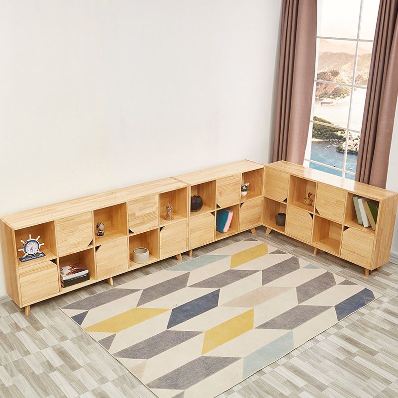 Wooden Closed Back Bookcase Standard Natural Bookshelf with Shelves